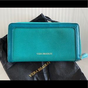 Turquoise Vera Bradley Leather Zip Wallet
